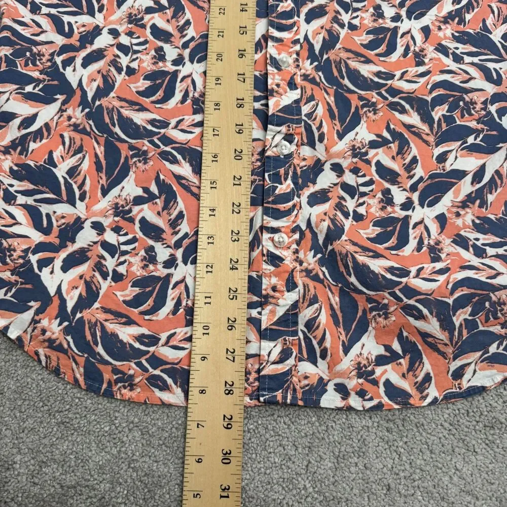 Columbia Rapid River Floral Button Down Shirt Mens Medium Navy Peach Cotton Boho